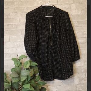 Black Polka Dot Blouse with Zipper
